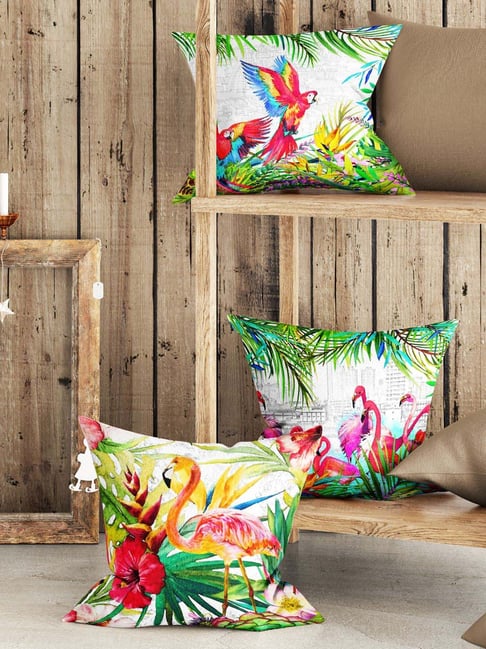 Bianca Ruyal Multicolor Microfibre Medium Cushion Cover - Set of 3-image-45