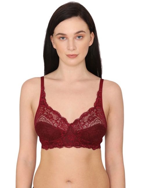 Rosaline by Zivame Red Lace Half Coverage Bra