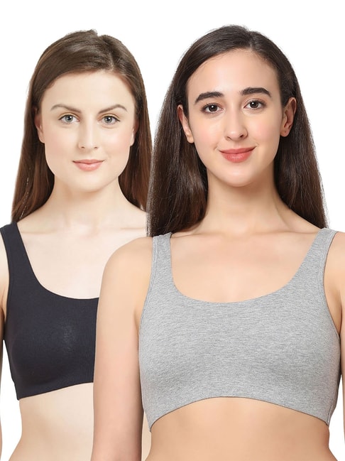 Buy Soie Aqua & Brown Non-Wired Full Coverage Bra - Pack of 2 for