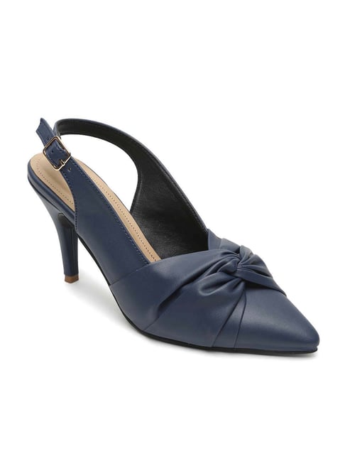 Flat N Heels Women's Navy Back Strap Stilettos