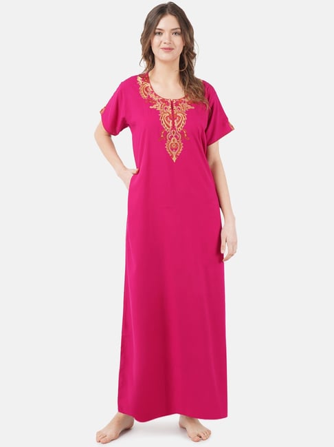 KOI SLEEPWEAR Dark Pink Embroidered Nighty-picture-27
