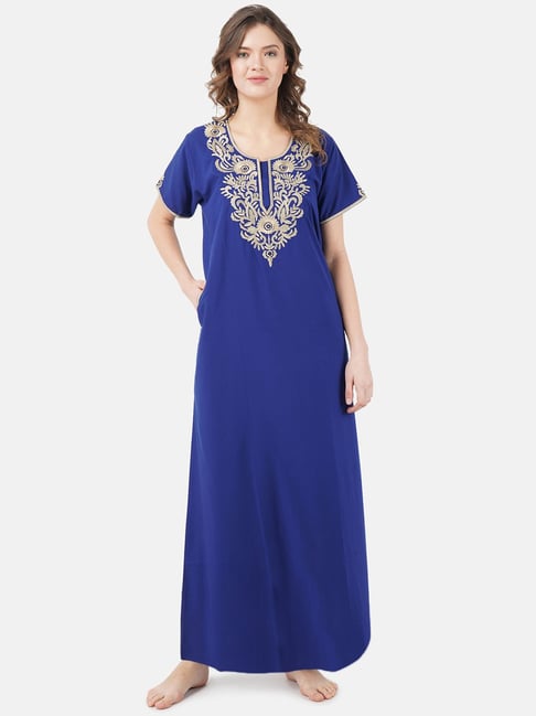 KOI SLEEPWEAR Royal Blue Embroidered Nighty