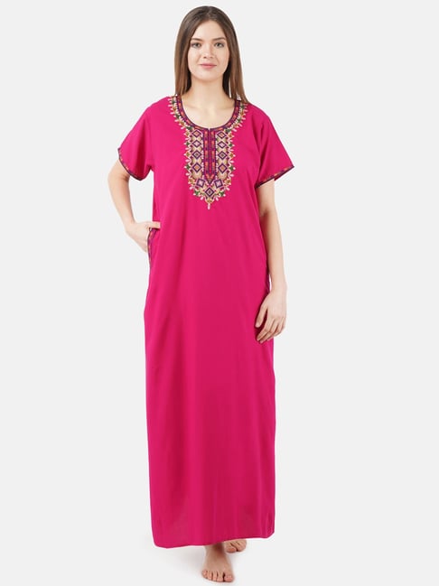 KOI SLEEPWEAR Dark Pink Embroidered Nighty-picture-21