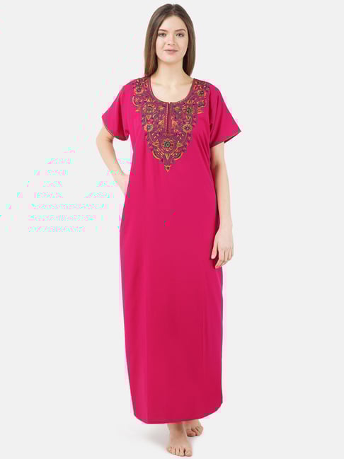 KOI SLEEPWEAR Dark Pink Embroidered Nighty-picture-31