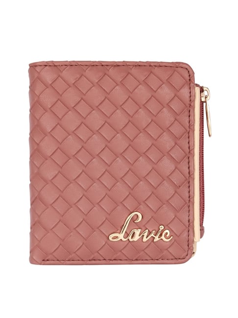 Lavie Chic Pro Pink Textured Bi-Fold Wallet for Women