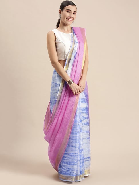 Geroo Jaipur Pink Tie-Dye Saree With Blouse Price in India