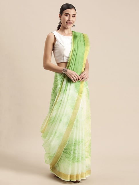 Geroo Jaipur Light Green Tie-Dye Saree With Blouse Price in India