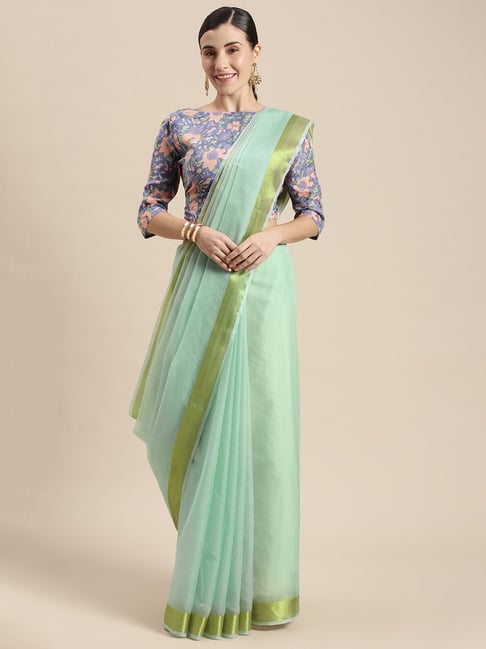 Geroo Jaipur Sky Blue Saree With Blouse Price in India
