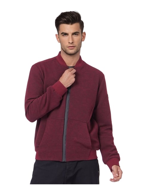 Jack Jones Wine Self Striped Bomber Jacket