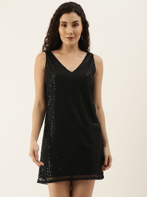 Style Quotient Black Embellished Shift Dress Price in India