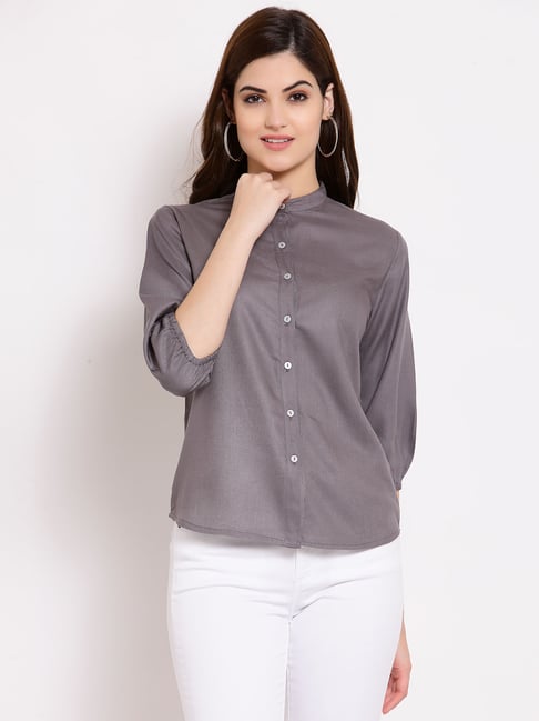 Style Quotient Grey Band Neck Shirt Price in India