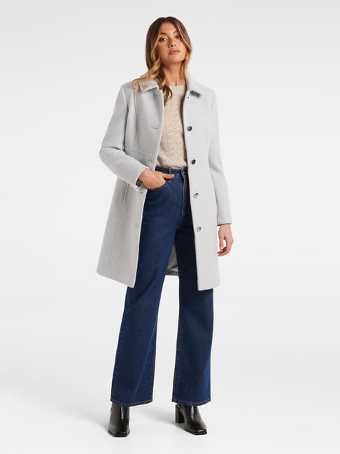 Buy Forever New Grey Shirt Collar Overcoat for Women's Online
