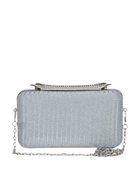 Kazo Shimmer Silver Embellished Clutch