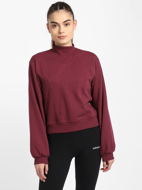 Buy adidas Maroon Mock Collar Sweatshirt for Women s Online Tata CLiQ