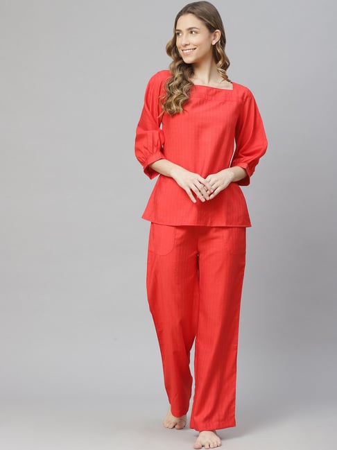 Red best sale cotton pyjamas