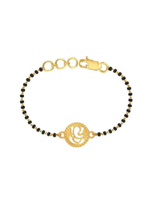 22K Yellow Gold and Black Beaded Baby Bracelet - BBR 1MUG464385-A
