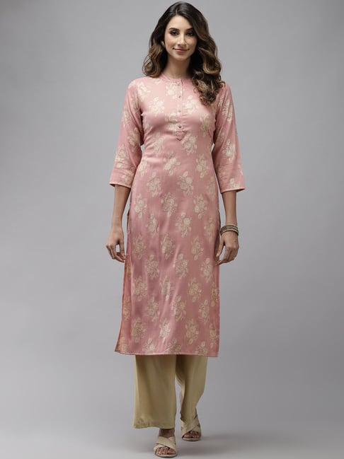 Yufta Pink Printed Kurta Price in India