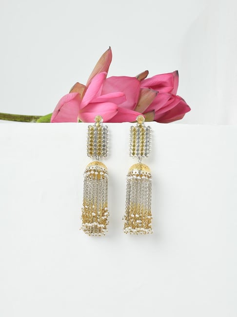 Buy Silver Golden Dangler Earrings for Women Online at Fabindia | 10706822