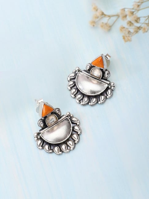 Buy Silver Two Tone Dangler Earrings for Women Online at Fabindia | 10681722