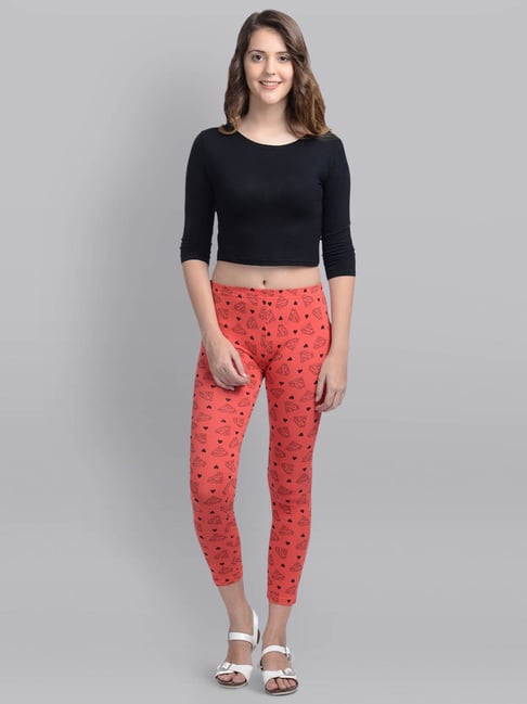 Buy Free Authority Red & Black Printed Leggings - Supergirl for