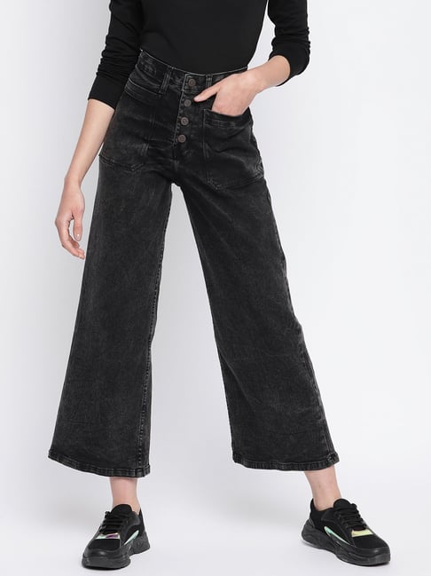 Tales & Stories Black Flared Fit Jeans