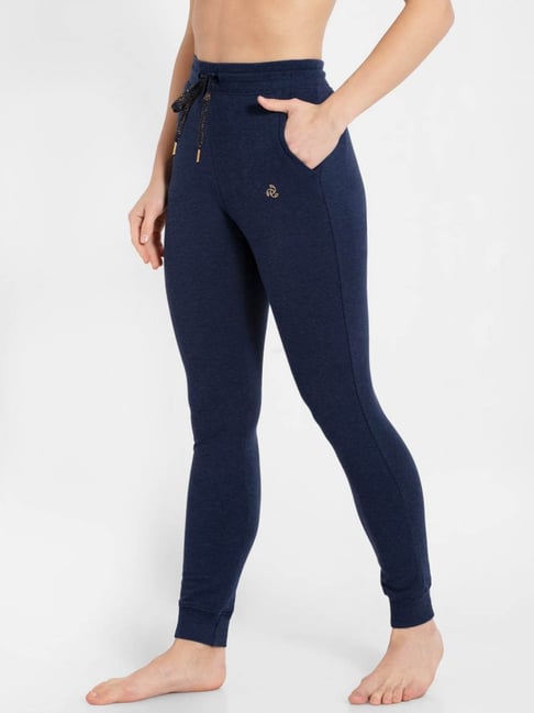 Buy Jockey Ink Blue Textured Joggers for Women Online @ Tata CLiQ