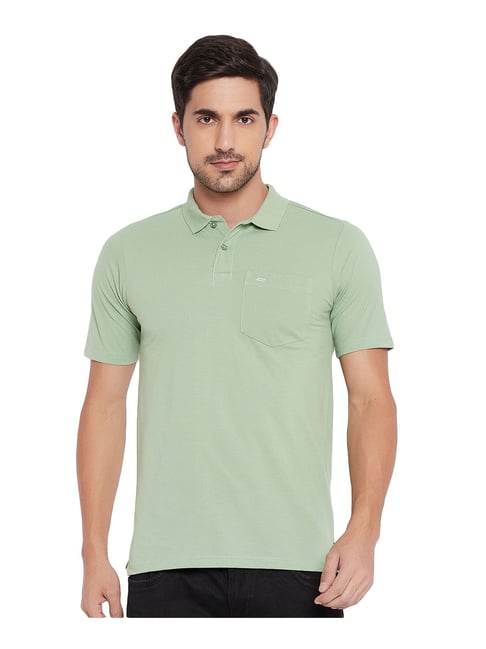 Buy Neva Pista Green Cotton Regular Fit Polo T-Shirt For Mens Online @ Tata  Cliq