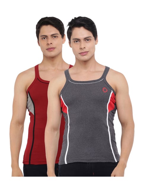 Buy Dollar Bigboss Assorted Color Gym Vests (Pack Of 2) for Mens