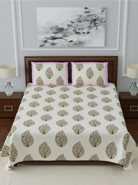 Living Roots Multicolor Jaipuri Printed Cotton Bed Sheet with 2 Pillow Cover-picture-14