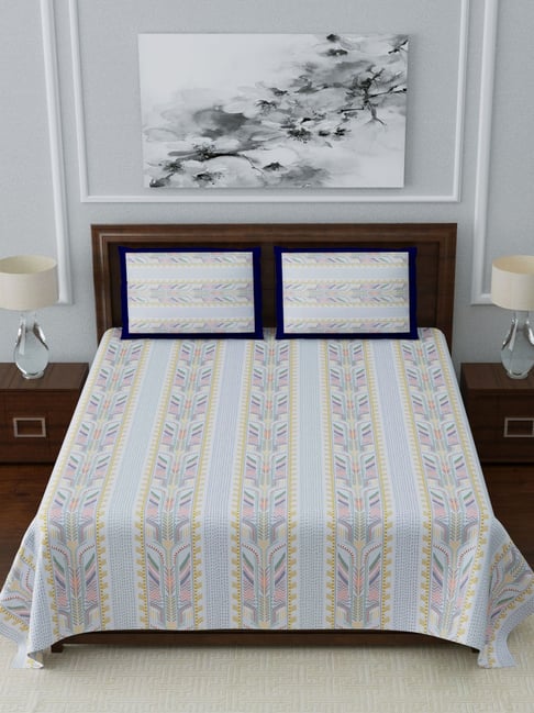 Living Roots Multicolor Jaipuri Printed Cotton Bed Sheet with 2 Pillow Cover-picture-47