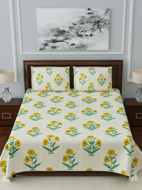 Living Roots Multicolor Jaipuri Printed Cotton Bed Sheet with 2 Pillow Cover-picture-28