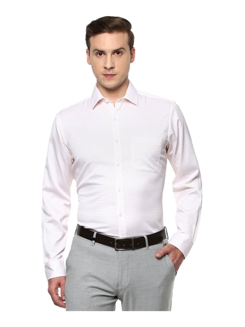 Van Heusen White Cotton Regular Fit Checks Shirt