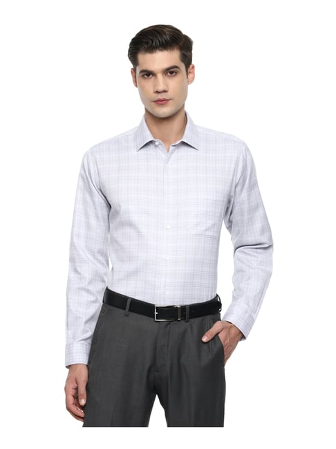 Van Heusen White Cotton Regular Fit Checks Shirt