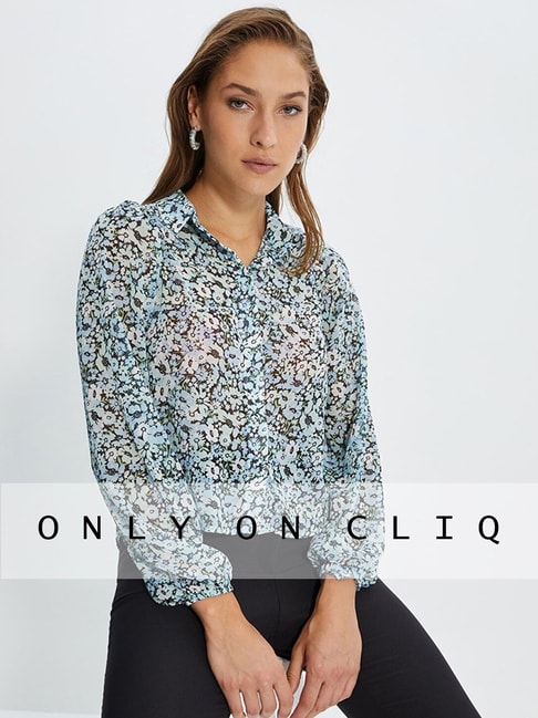 Trendyol Blue Floral Print Shirt Price in India
