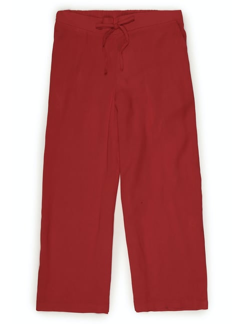 Allen Solly Junior Maroon Solid Trousers