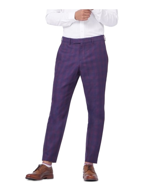 Buy Regular Fit Men Trousers Blue and Purple Combo of 2 Polyester Blend for  Best Price Reviews Free Shipping