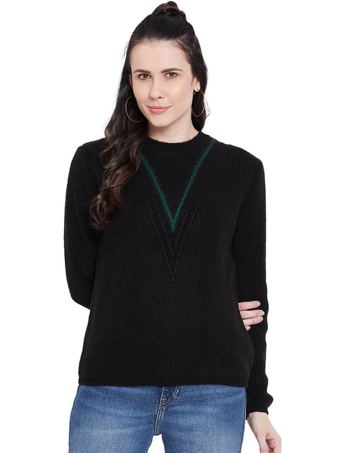Buy MADAME Black Comfort Fit Sweater for Women Online Tata CLiQ