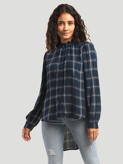 Levi's Navy Blue Checks Shirts Price in India