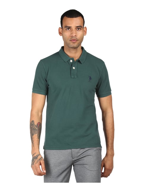 U S Polo Assn U.S. Polo Assn. Green Cotton Regular Fit Polo T-Shirt