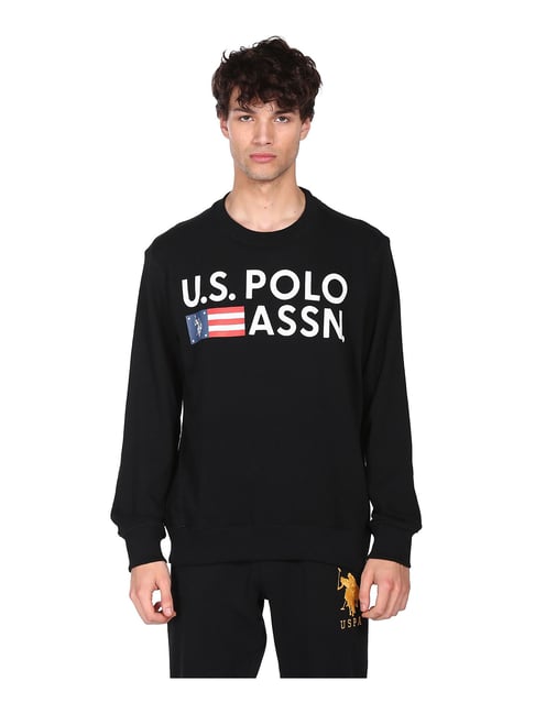 U S Polo Assn U.S. Polo Assn. Black Round Neck Sweatshirt - Flexi Collection