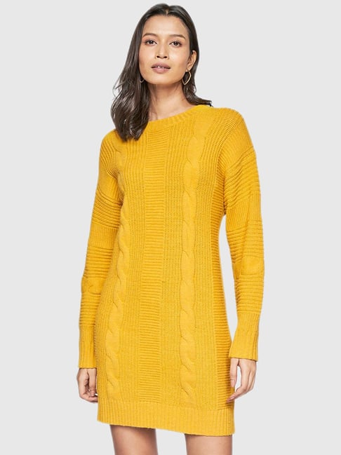 AND Yellow Self Print Dress Price in India