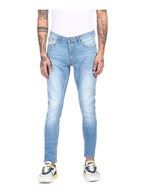 "Aeropostale Light Blue Skinny Fit Heavily Washed Jeans - Flexi Collection"