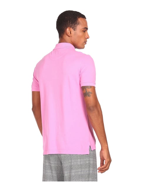 Buy U.S. Polo Assn. Pink Cotton Polo T-Shirt for Men's Online