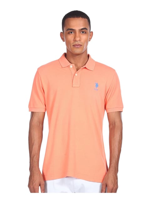 U S Polo Assn U.S. Polo Assn. Coral Cotton Polo T-Shirt - Flexi Collection