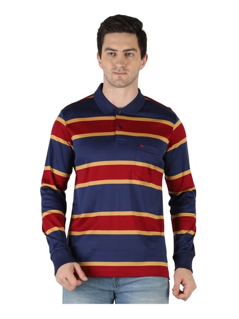 Monte Carlo Navy & Red Striped Polo T-Shirt