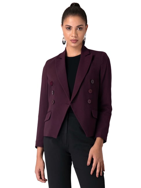 Buy FabAlley Maroon Regular Fit Blazer for Women Online Tata CLiQ