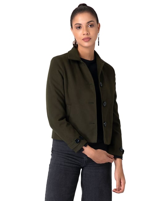 Buy FabAlley Olive Regular Fit Coat for Women Online Tata CLiQ