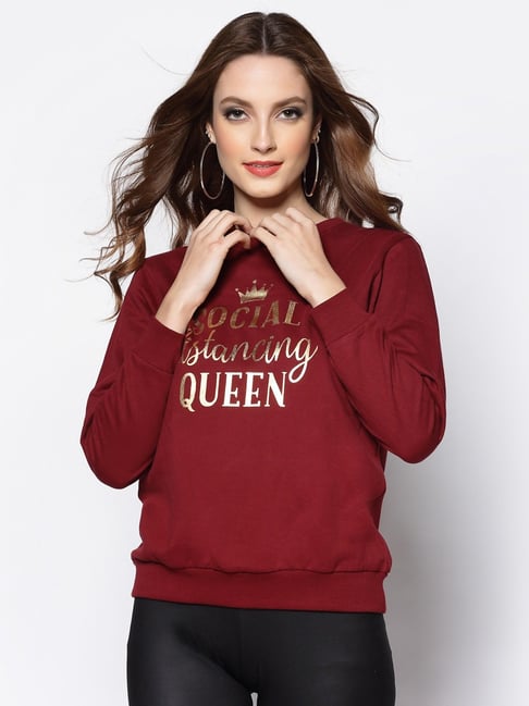 Sera Maroon Cotton Printed Sweatshirt-picture-40