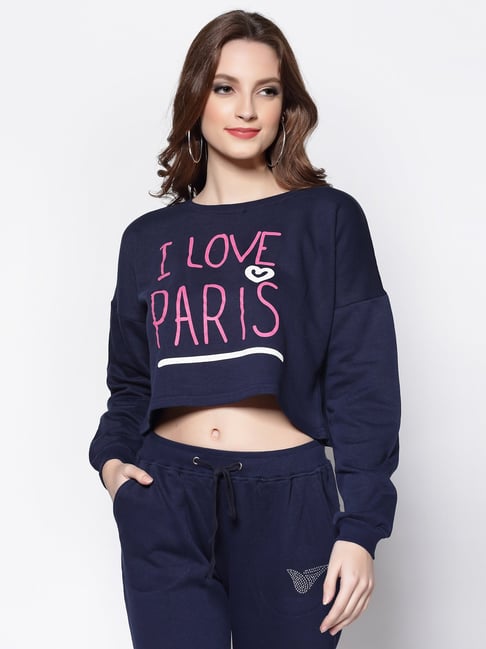 Sera Navy Cotton Printed Sweatshirt-picture-27