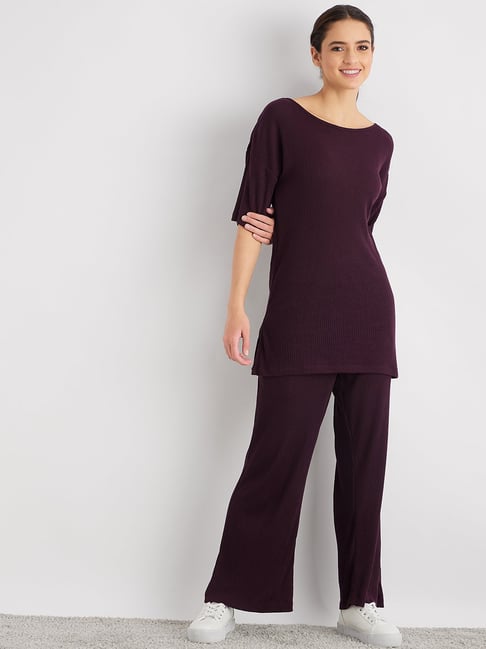 Femella Wine Tunic Palazzo Set